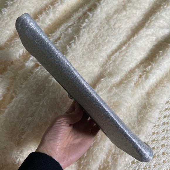 Vintage silver metallic clutch handbag mini bag - Picture 5 of 7